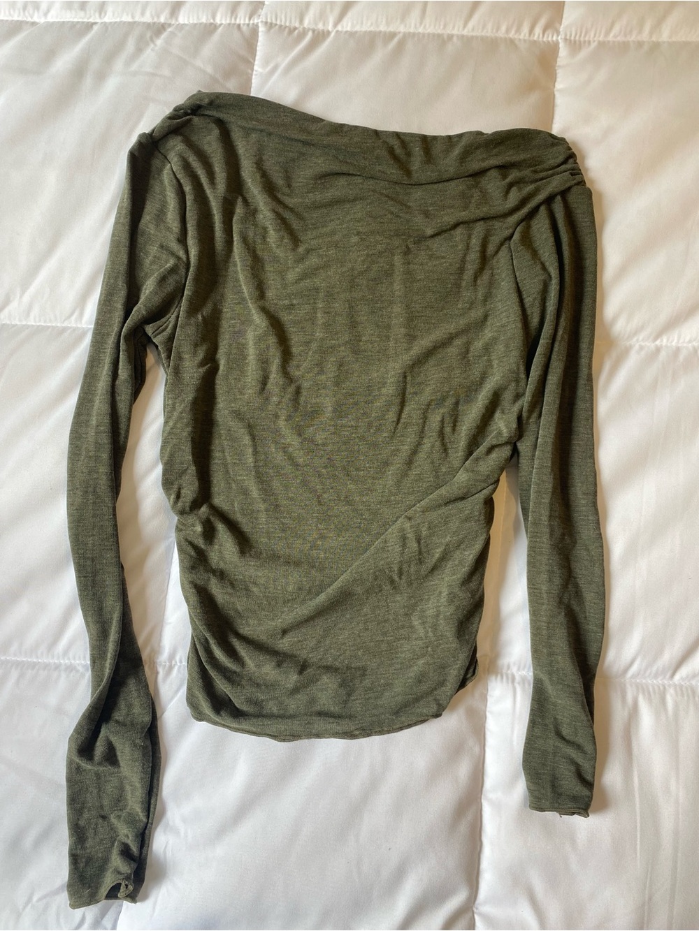Garage Olive Green Off-Shoulder Long Sleeve Top